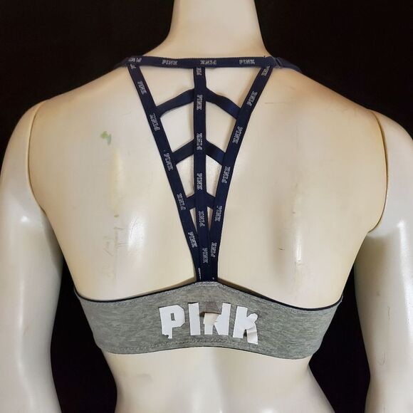 Pink Victoria's Secret Wear Everywhere Blue & Gray Push-Up Bra (32C) - Picture 4 of 5